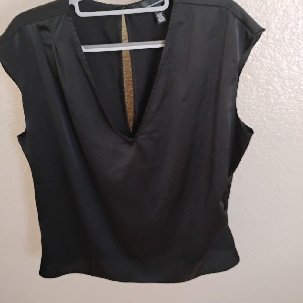White House Black Market satin clean girl blouse preppy dark academia goth